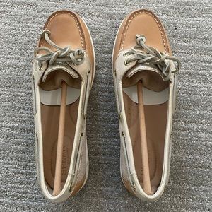 BRAND NEW Sperry Firefish Linen Gold Boat Shoes 6.5M